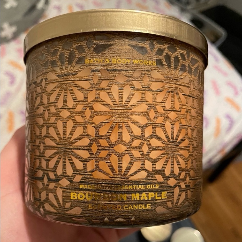 Bath and Body works 3 Wick candle Bourbon Maple